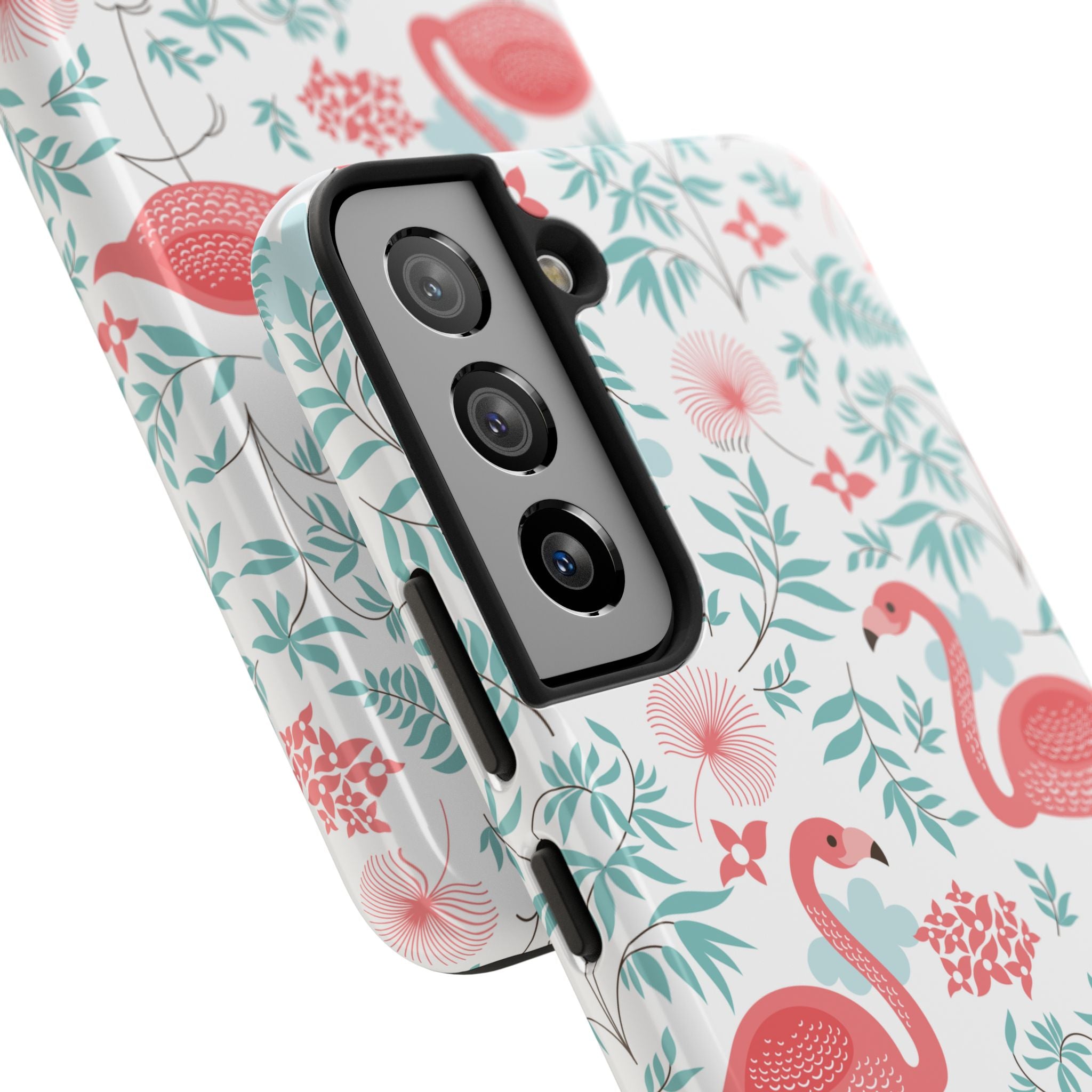 Pink Flamingo Pattern Tough Phone Case | Tropical Floral Design