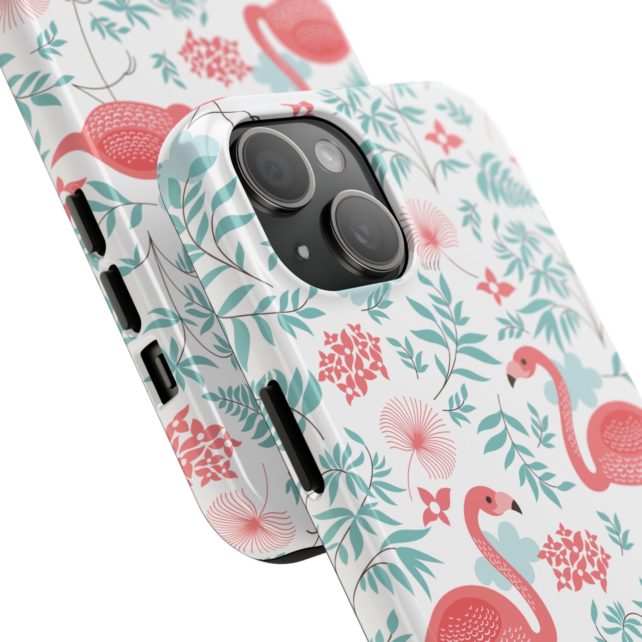 Pink Flamingo Pattern Tough Phone Case | Tropical Floral Design
