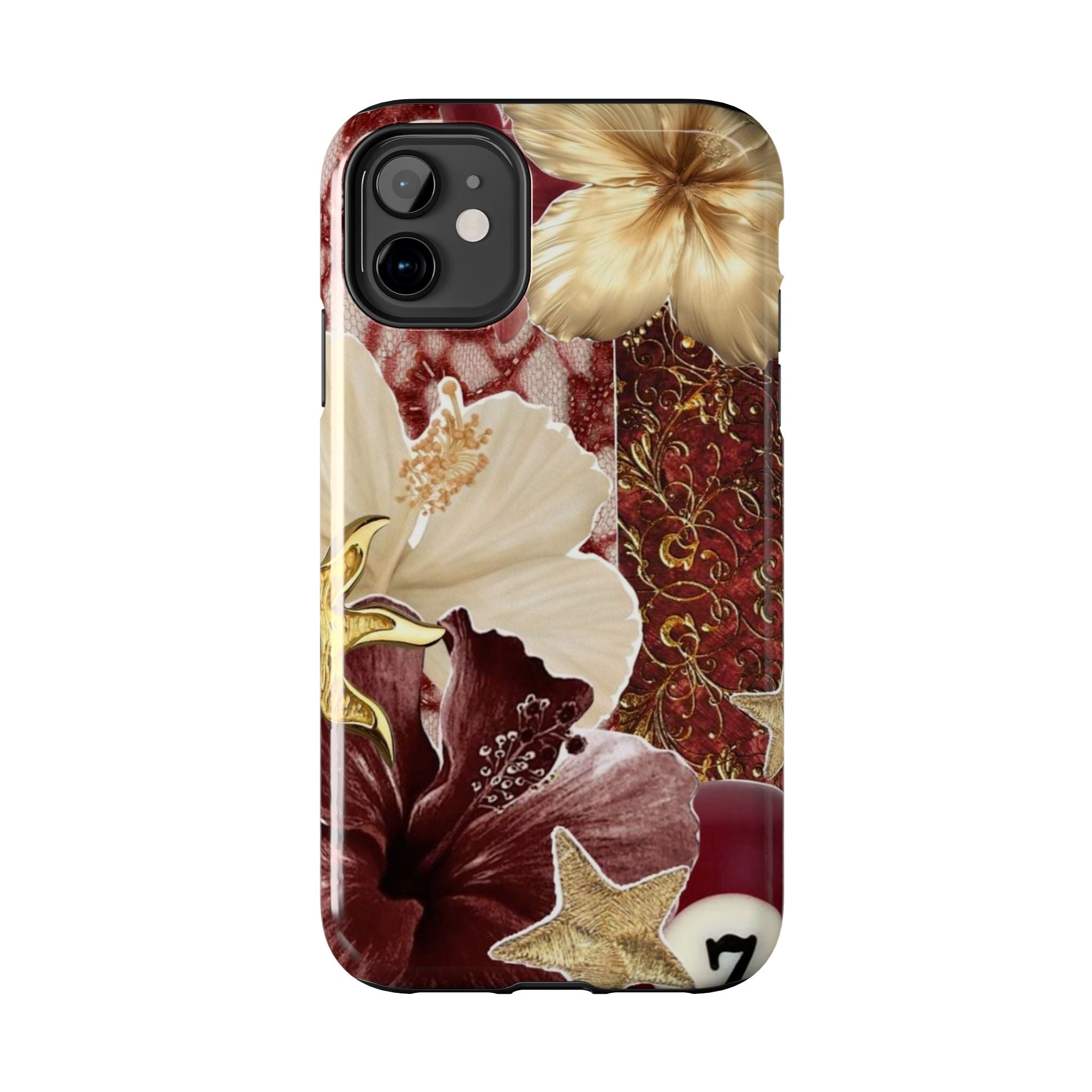 Burgundy Floral Hibiscus Phone Case | Tough Phone Case