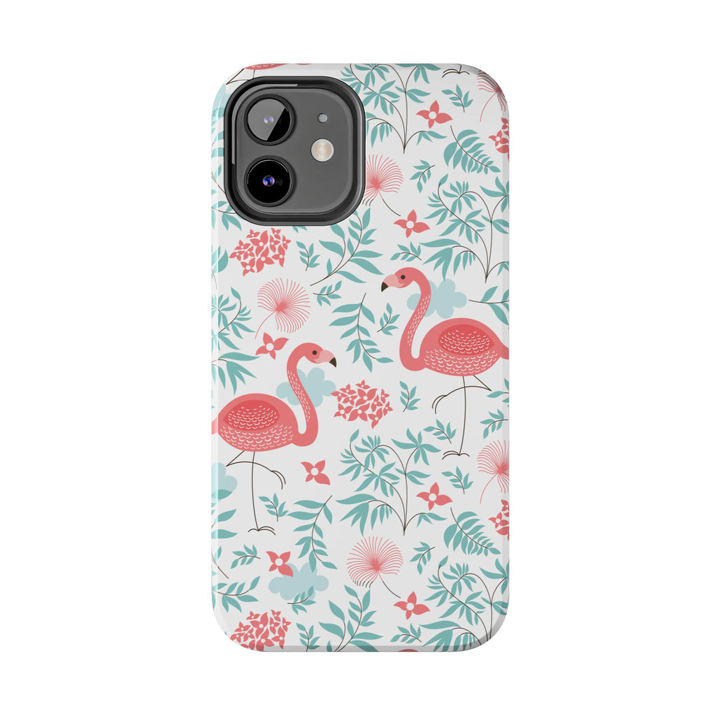 Pink Flamingo Pattern Tough Phone Case | Tropical Floral Design