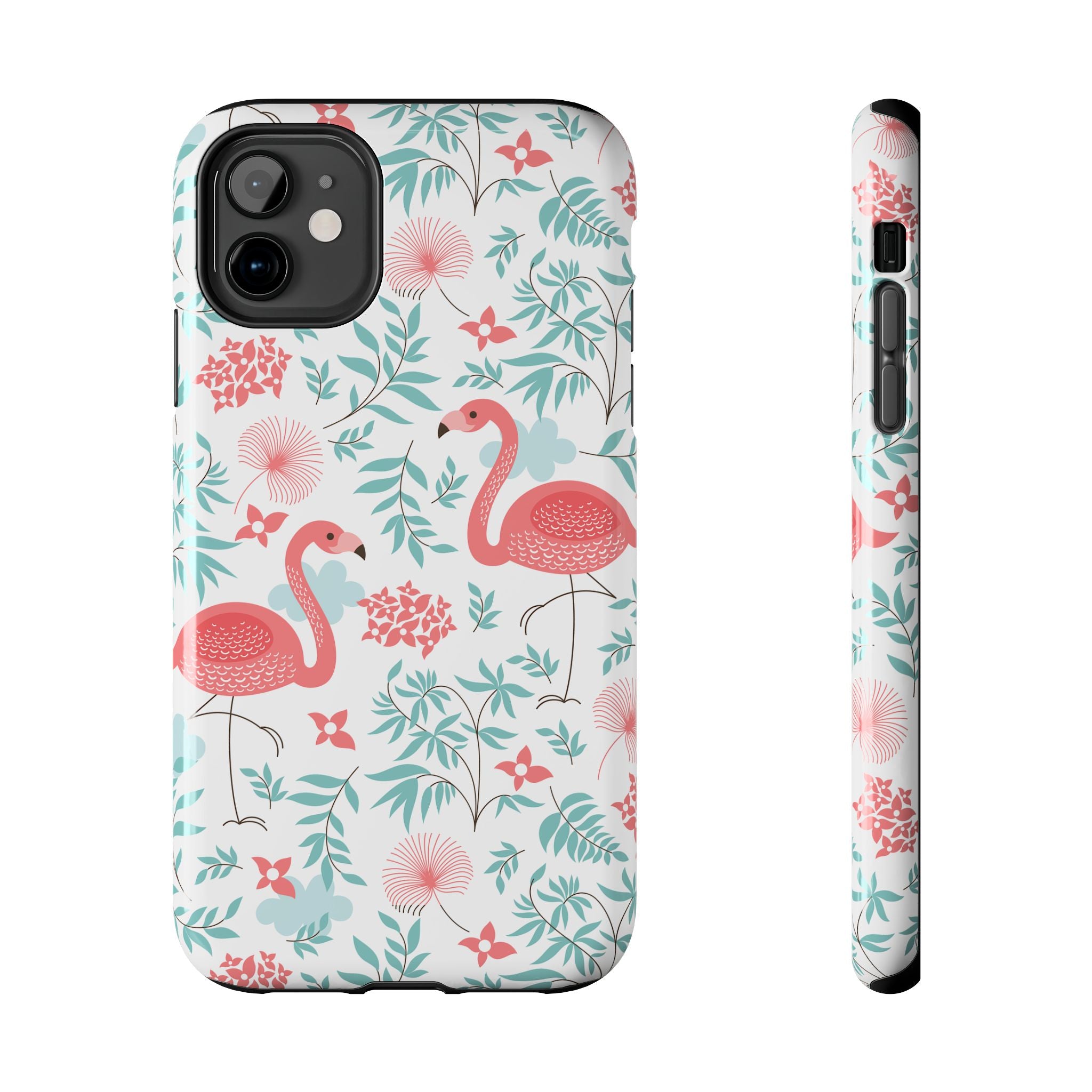 Pink Flamingo Pattern Tough Phone Case | Tropical Floral Design